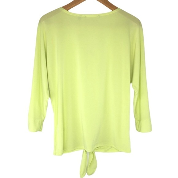 Valerie Stevens neon bright yellow tie front silver button v neck top wms small - Picture 3 of 6